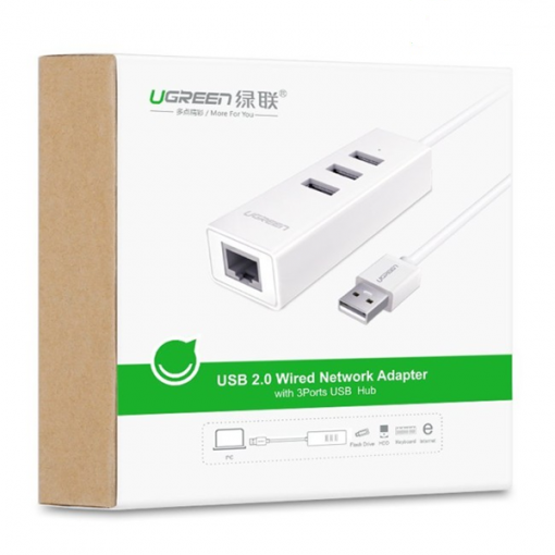 Bộ chia 3 cổng USB with mạng Lan 10/100Mbps Ugreen chính hãng