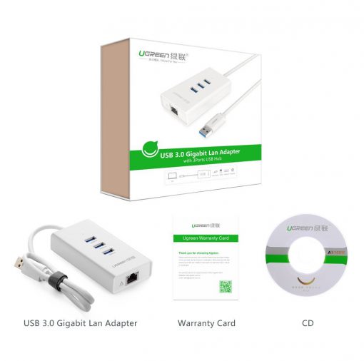 Cáp HUB USB 3.0 + LAN 100Mbps chính hãng Ugreen cho Macbook