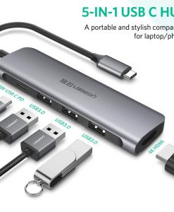 Cáp USB type-C sang HDMI/ Hub USB 3.0 Ugreen 50209 có nhiều cổng kết nối