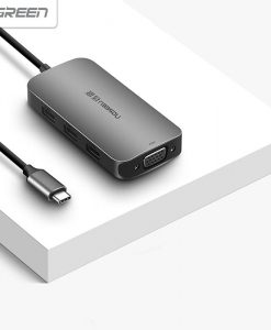 Cáp USB type-C sang VGA/ Hub USB 3.0 Ugreen 50210 bọc nhôm màu xám bạc