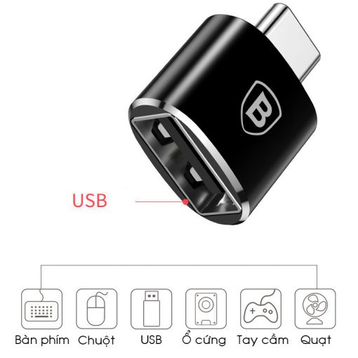 Đầu chuyển Mini Type-C sang USB Baseu cho Macbook